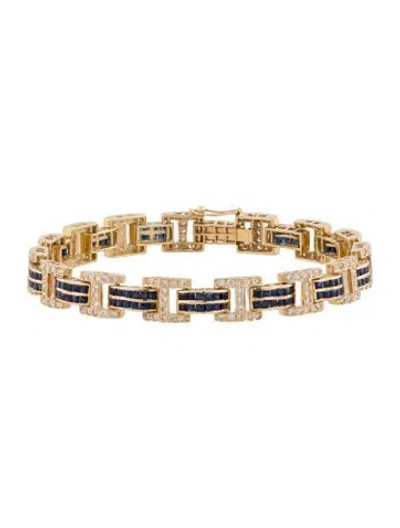 Pre-owned Bracelet 18k 4.23ctw Sapphire & Diamond Link , 8" In Multi