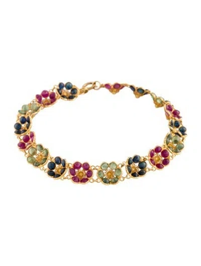 Pre-owned Bracelet 18k 4.48ctw Sapphire & 2.45ctq E Ruby Link , 6.75" In Multi