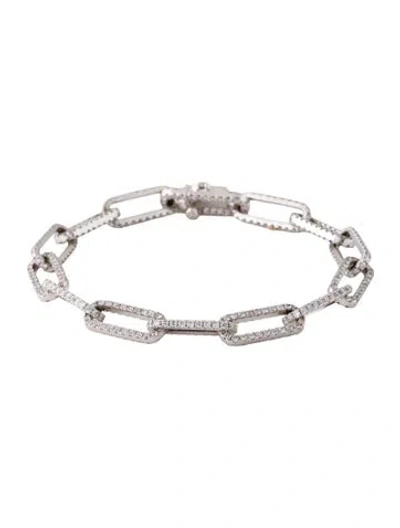 Pre-owned Bracelet 18k 5.08ctw Diamond Paperclip Link , 6.75" In Multi