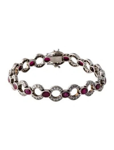 Pre-owned Bracelet 18k 5.12ctw Ruby & Diamond Link , 6.5" In Multi