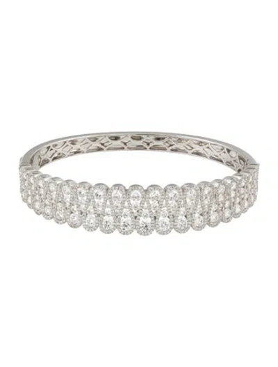 Pre-owned Bracelet 18k 5.63ctw Diamond Hinged Bangle , 6.75" In Multi