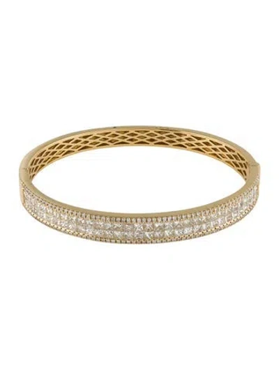 Pre-owned Bracelet 18k 6.31ctw Diamond Hinged Bangle , 6.75" In Multi