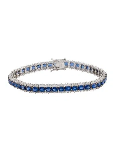Pre-owned Bracelet 18k 6.83ctw Sapphire & Diamond , 7" In Multi