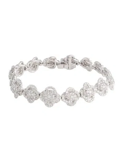 Pre-owned Bracelet 18k 6.85ctw Diamond Pavé Flower Link , 7" In Multi