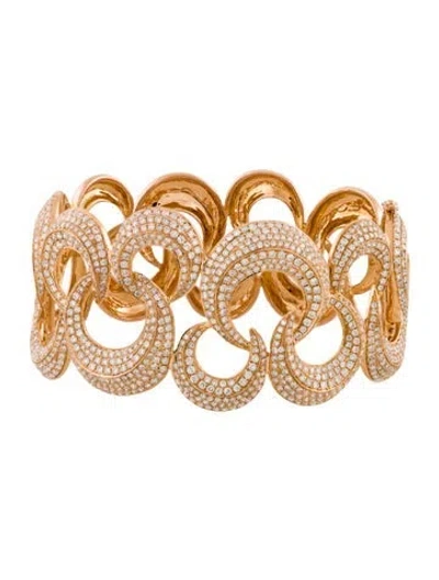 Pre-owned Bracelet 18k 7.46ctw Diamond Crescent Moon Bangle , 6.75" In Multi