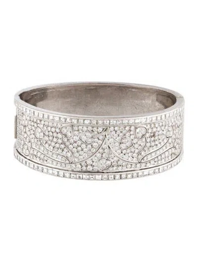 Pre-owned Bracelet 18k 7.64ctw Diamond Hinged Bangle , 6.25" In Multi