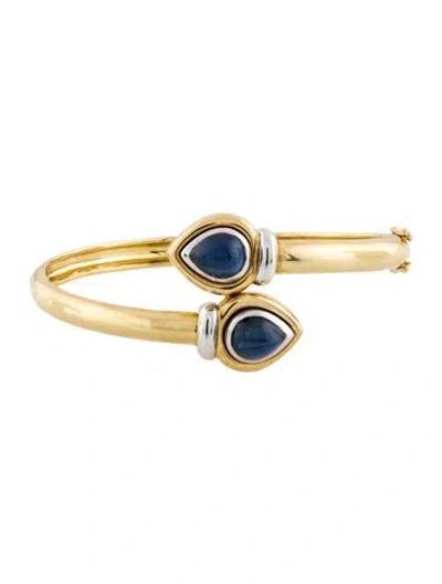 Pre-owned Bracelet 18k 7.68ctw Sapphire Bypass Bangle , 7.25" In Multi