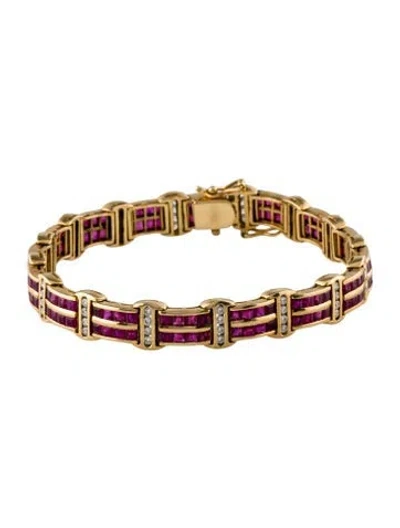 Pre-owned Bracelet 18k 7.74ctw Ruby & Diamond , 7" In Multi