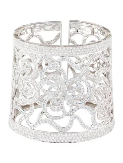 Pre-owned Bracelet 18k 8.00ctw Diamond Hinged Cuff Bangle, 6.5" In Multi
