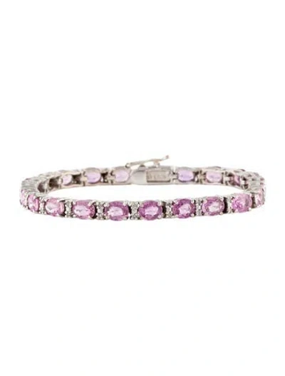 Pre-owned Bracelet 18k 9.57ctw Sapphire & Diamond Link , 6" In Multi