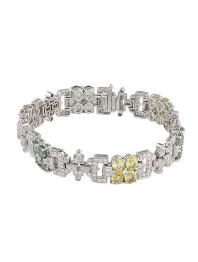 Pre-owned Bracelet 18k 9.57ctw Sapphire & Diamond Link , 6.5" In Multi