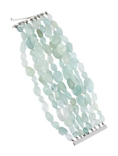 Pre-owned Bracelet 18k Aquamarine Beaded , 5.5" In Multi