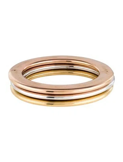 Pre-owned Bracelet 18k Bangle  Set, 6.75" In Multi