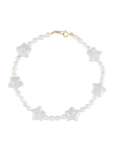 Pre-owned Bracelet 18k Baroque Pearl Star Station , 7.25" In Multi