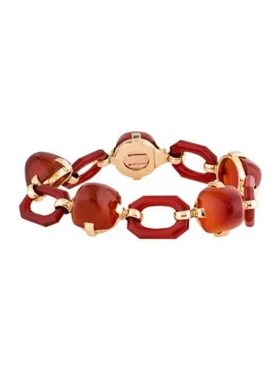 Pre-owned Bracelet 18k Carved Carnelian Link , 7.25" In Multi