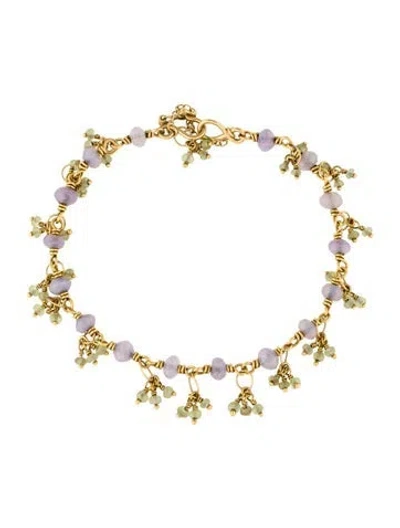 Pre-owned Bracelet 18k Chalcedony & Chrysoberyl Bead , 7.5" In Multi