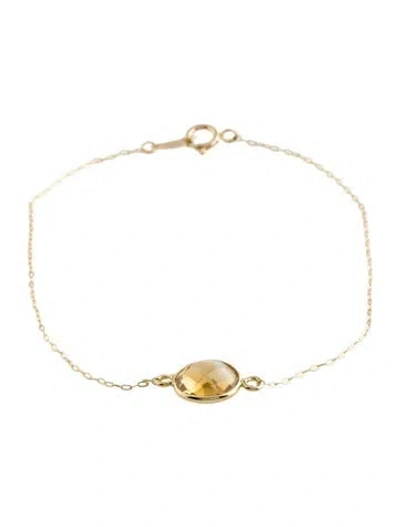 Pre-owned Bracelet 18k Citrine Station , 7" In Multi