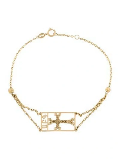 Pre-owned Bracelet 18k Cross Charm , 7" In Multi