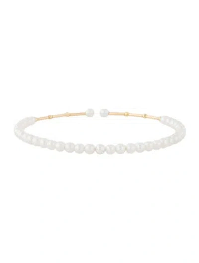 Pre-owned Bracelet 18k Cultured Pearl Flexible Bead , 6.5" In Multi