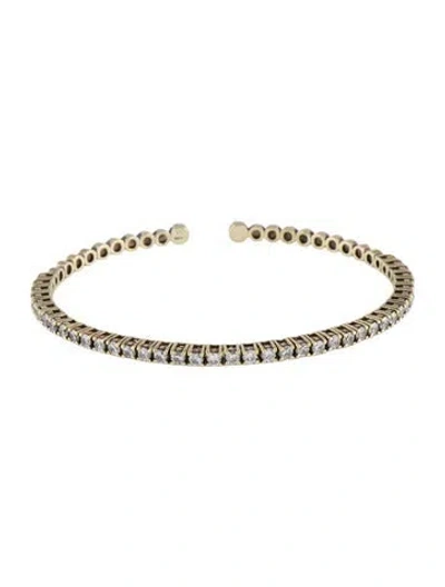 Pre-owned Bracelet 18k Delicate Diamond Flex Cuff , 7" In Multi