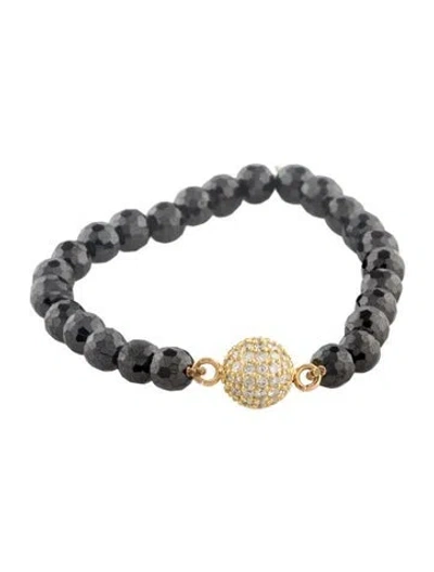 Pre-owned Bracelet 18k Diamond & Spinel Bead , 5.5" In Multi