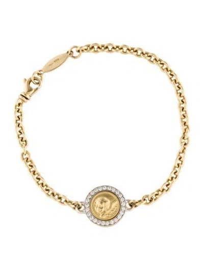 Pre-owned Bracelet 18k Diamond Angel Station Link , 7" In Multi