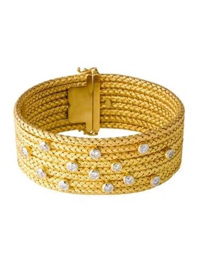 Pre-owned Bracelet 18k Diamond Braided Bangle , 7" In Multi