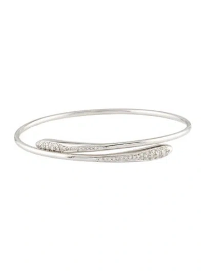 Pre-owned Bracelet 18k Diamond Bypass Bangle , 6.75" In Multi