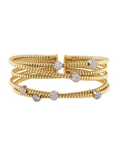 Pre-owned Bracelet 18k Diamond Five Row Cuff, 6.25" In Multi