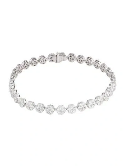 Pre-owned Bracelet 18k Diamond Floral Link , 6.75" In Multi