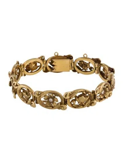 Pre-owned Bracelet 18k Diamond Floral Link , 7" In Multi