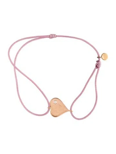 Pre-owned Bracelet 18k Diamond Heart Charm , 9.25" In Pink