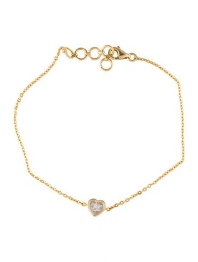 Pre-owned Bracelet 18k Diamond Heart Station , 6.5" In Multi