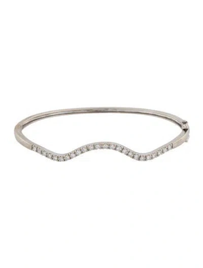 Pre-owned Bracelet 18k Diamond Hinged Bangel , 6.5" In Multi