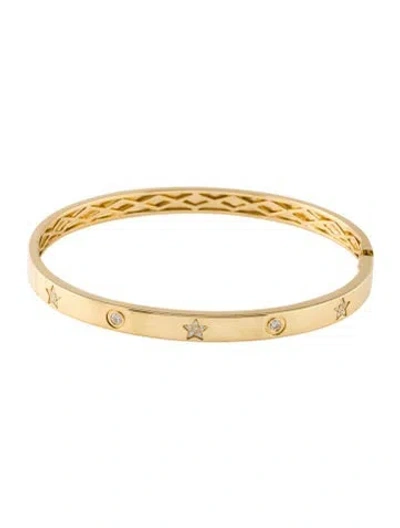 Pre-owned Bracelet 18k Diamond Hinged Bangle, 6.75" In Multi