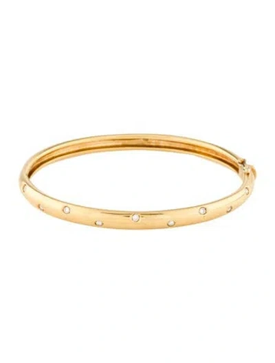 Pre-owned Bracelet 18k Diamond Hinged Bangle, 6.75" In Multi