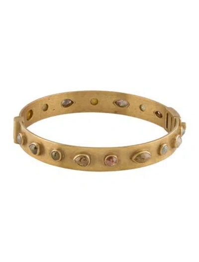 Pre-owned Bracelet 18k Diamond Hinged Bangle, 7.25" In Multi