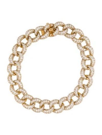 Pre-owned Bracelet 18k Diamond Pavé Curb Chain Link , 6.25" In Multi