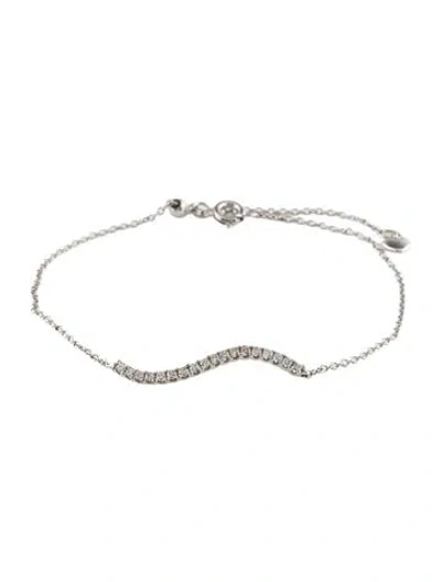 Pre-owned Bracelet 18k Diamond Pavé Wave Bar , 7.75" In Multi