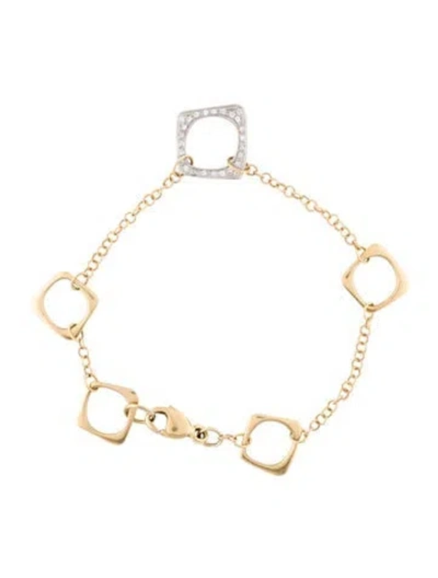 Pre-owned Bracelet 18k Diamond Square Link , 7" In Multi