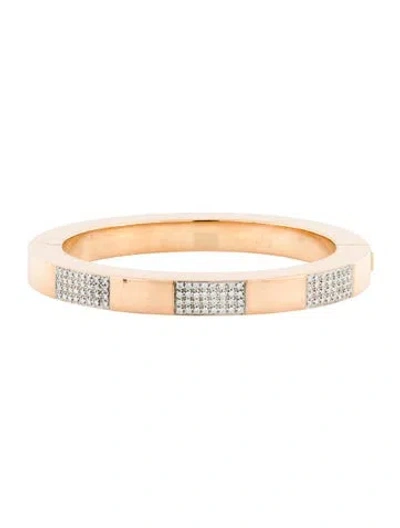 Pre-owned Bracelet 18k Diamond Squared Hinged Bangle , 6.75" In Multi
