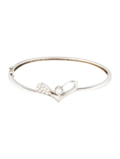 Pre-owned Bracelet 18k Diamond Station Bangle, 5.75" In Multi