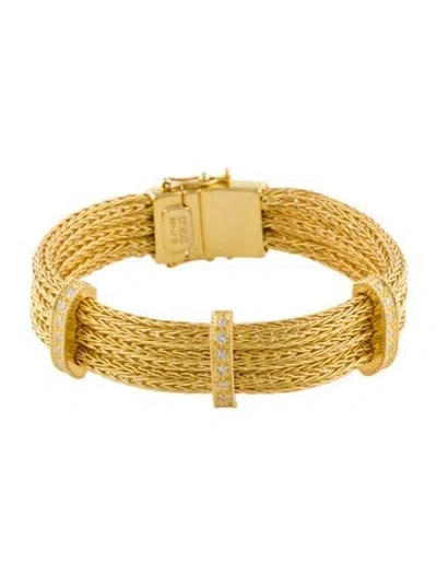 Pre-owned Bracelet 18k Diamond Triple Strand Woven Three Station , 6.25" In Multi