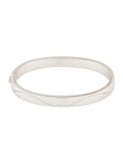 Pre-owned Bracelet 18k Diamond Wave Hinged Bangle , 7" In Multi