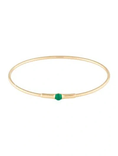 Pre-owned Bracelet 18k Emerald Bangle , 5.75" In Multi