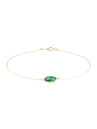 Pre-owned Bracelet 18k Emerald Station , 7.5" In Multi