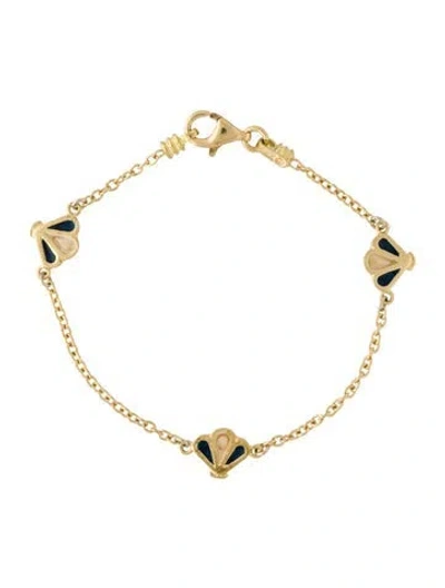 Pre-owned Bracelet 18k Enamel Bee Station , 6.25"