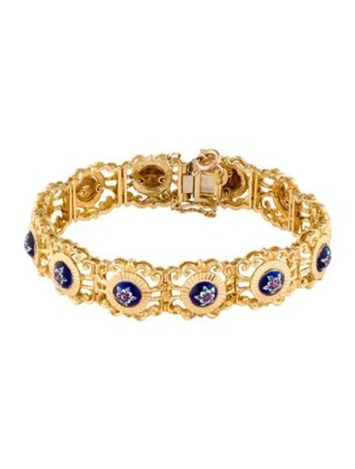 Pre-owned Bracelet 18k Enamel Link , 6.5" In Blue