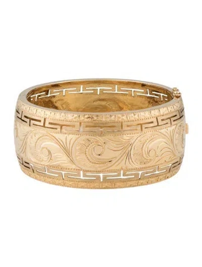 Pre-owned Bracelet 18k Engraved Bangle , 7.5" In Multi