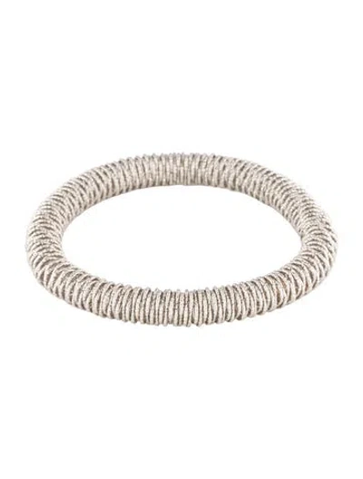 Pre-owned Bracelet 18k Flexible Textured Bangle , 6.25" In Multi